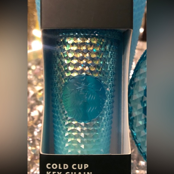 Starbucks Aqua Blue Splash Ombré 2023 Studded Tumbler Key Chain/ Ornament - Picture 2 of 5